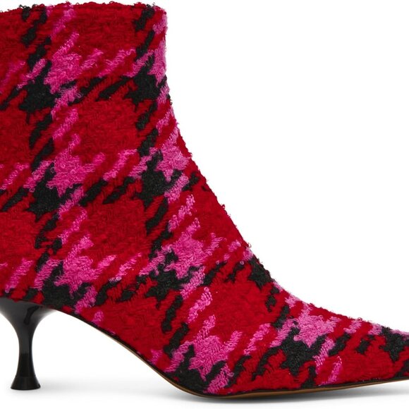 Women's Kitten Heels Shimmer Houndstooth Pointed Toe 2.5 Inch Fuchsia Size 7.5 - Picture 7 of 8